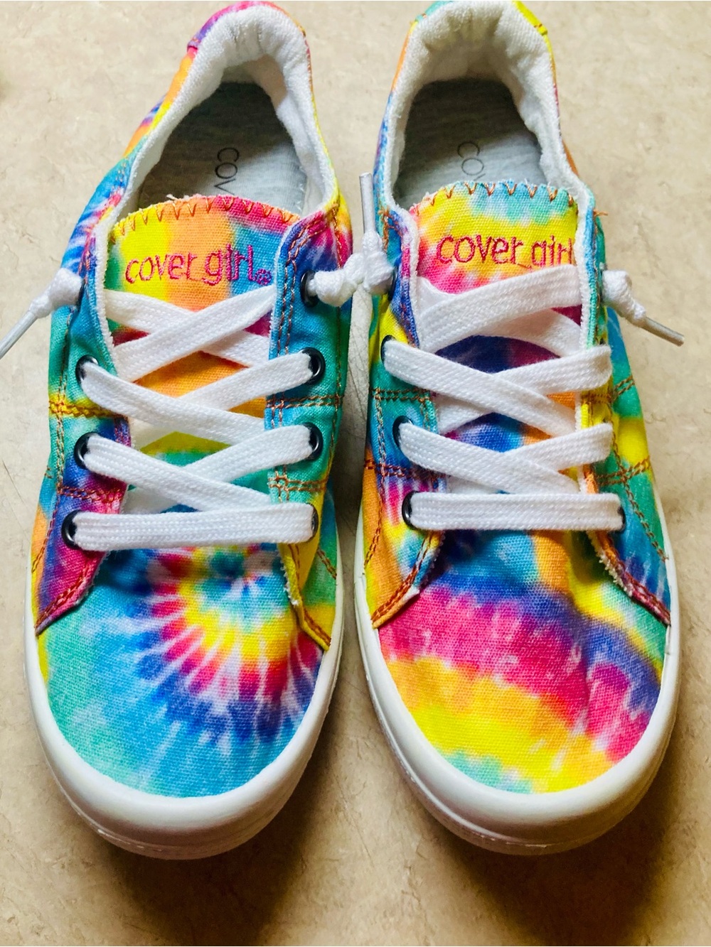 COVERGIRL Kids Tie-Dye Canvas Sneakers - Rainbow Colors